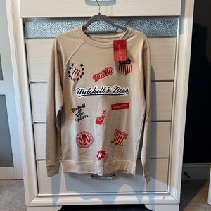 Mitchell & Ness Tan Sweatshirt with Red Graphics